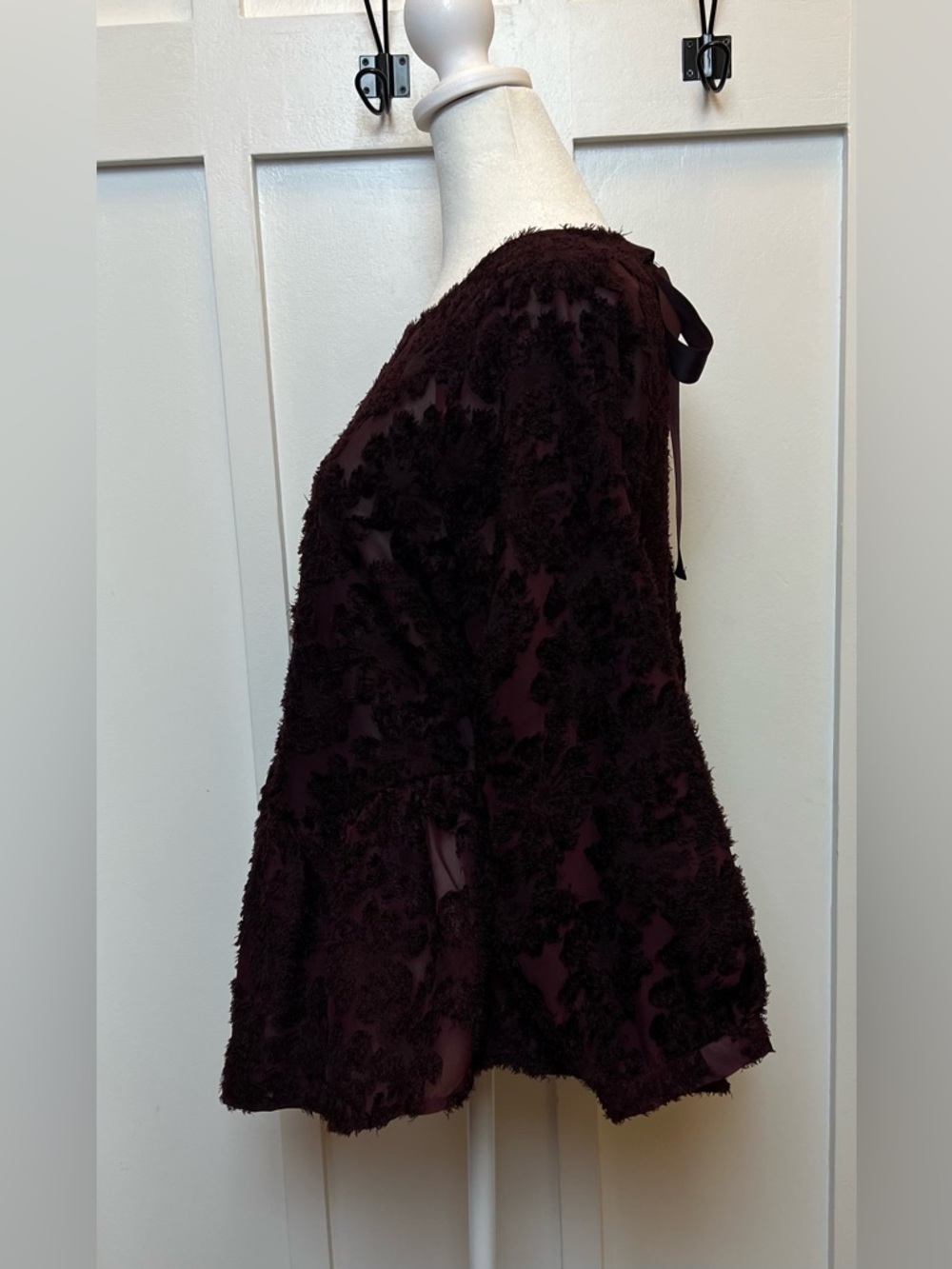 Altar'd State Medium Sheer Deep Purple Tie Peplum Top Academia Whimisgoth Fairy - Picture 6 of 11
